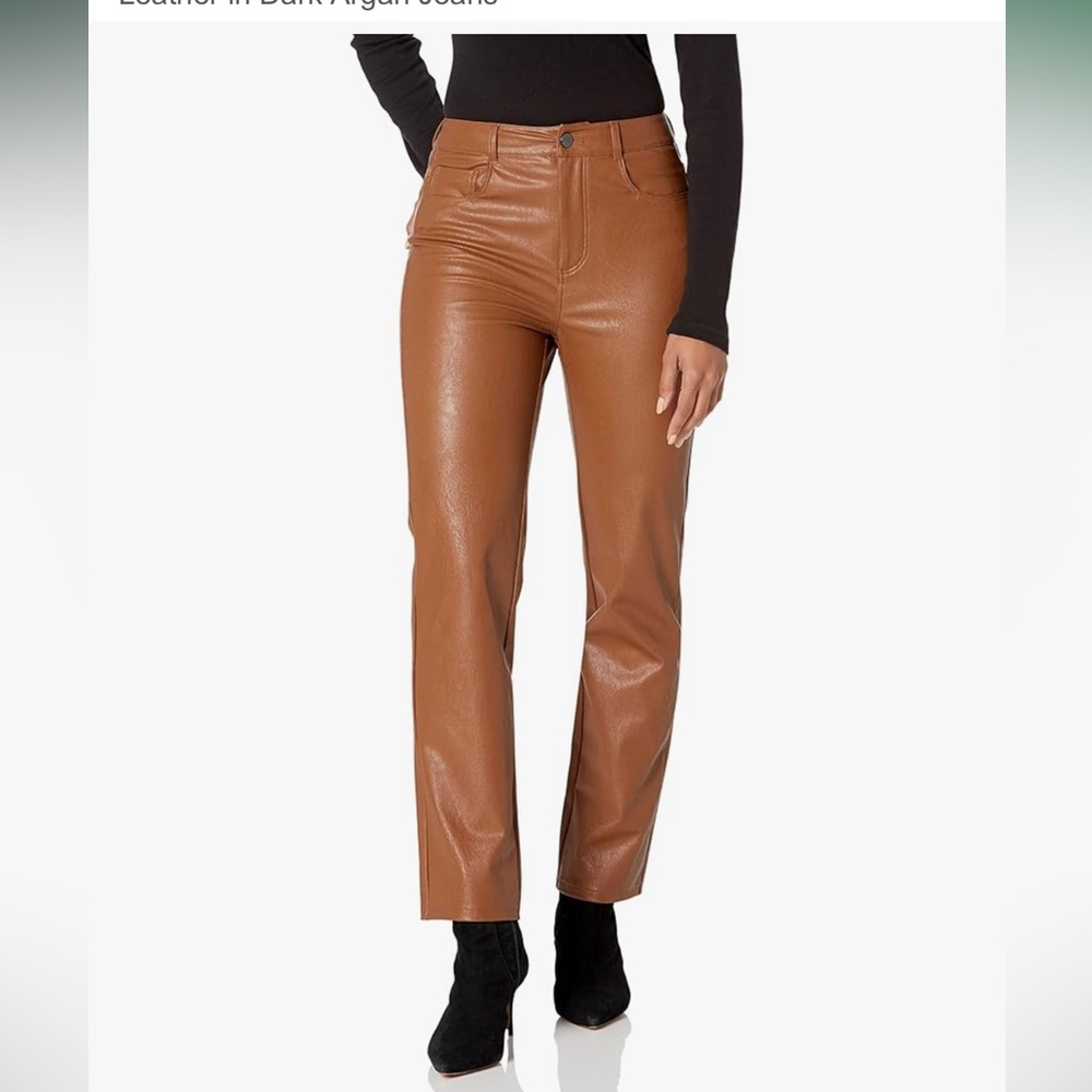 NWOT PAIGE Stella Straight Leg Ultra High Rise Vegan Leather Pants Size 32